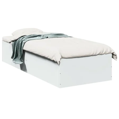 White engineered wood bed frame 100x200 cm by vidaXL, Beds and slatted bases - Ref: Foro24-3281049, Price: 96,57 €, Discount: %