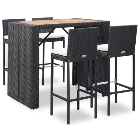 Garden bar table and chairs 5 pieces synthetic rattan and black wood by vidaXL, Garden sets - Ref: Foro24-49564, Price: 465,1...