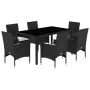 Garden dining set 7 pieces with black glass synthetic rattan cushions by vidaXL, Garden sets - Ref: Foro24-3278540, Price: 54...