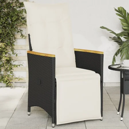 Garden recliner with black synthetic rattan cushions by vidaXL, Garden chairs - Ref: Foro24-365664, Price: 131,07 €, Discount: %