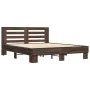 Oak brown metal engineered wood bed frame 150x200 cm by vidaXL, Beds and slatted bases - Ref: Foro24-3280101, Price: 162,08 €...