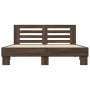 Oak brown metal engineered wood bed frame 150x200 cm by vidaXL, Beds and slatted bases - Ref: Foro24-3280101, Price: 162,08 €...