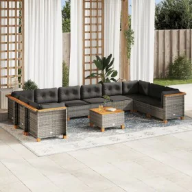 11-teiliges Gartensofa-Set und graue synthetische Rattankissen von vidaXL, Gartensets - Ref: Foro24-3262026, Preis: 810,58 €,...