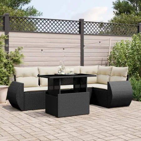 6-teilige Gartensofagarnitur und schwarze synthetische Rattankissen von vidaXL, Gartensets - Ref: Foro24-3268516, Preis: 494,...