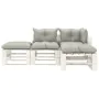 Set muebles de palés de jardín 4 pzas madera cojines gris taupe de vidaXL, Conjuntos de jardín - Ref: Foro24-3052409, Precio:...