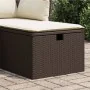 Gartenhocker mit Kissen synthetisches Rattan braun 55x55x37 cm von vidaXL, Hocker für den Außenbereich - Ref: Foro24-366205, ...