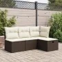 Gartenhocker mit Kissen synthetisches Rattan braun 55x55x37 cm von vidaXL, Hocker für den Außenbereich - Ref: Foro24-366205, ...