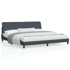 Dark gray velvet bed frame with headboard 200x200 cm by vidaXL, Beds and slatted bases - Ref: Foro24-3207942, Price: 235,35 €...