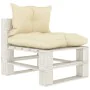 Central garden sofa made of wooden pallets with cream-colored cushions by vidaXL, Outdoor sofas - Ref: Foro24-3052446, Price:...