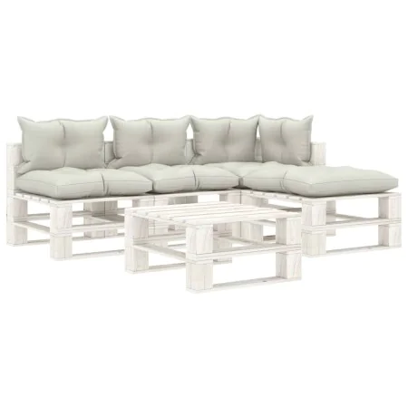 Set of 5-piece garden furniture made of wooden pallets with beige cushions. by vidaXL, Garden sets - Ref: Foro24-3052434, Pri...