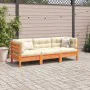 3-piece garden sofa set with wax-brown pine wood cushions by vidaXL, Garden sets - Ref: Foro24-3299272, Price: 297,93 €, Disc...