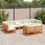 Gartensofa-Set 9-teilig aus massivem Kiefernholz, wachsbraun von vidaXL, Gartensets - Ref: Foro24-3299626, Preis: 566,69 €, R...