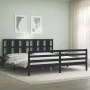 Double bed frame with black solid wood headboard by vidaXL, Beds and slatted bases - Ref: Foro24-3194135, Price: 176,19 €, Di...