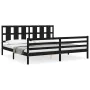 Double bed frame with black solid wood headboard by vidaXL, Beds and slatted bases - Ref: Foro24-3194135, Price: 176,19 €, Di...