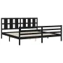 Double bed frame with black solid wood headboard by vidaXL, Beds and slatted bases - Ref: Foro24-3194135, Price: 176,19 €, Di...