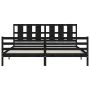 Double bed frame with black solid wood headboard by vidaXL, Beds and slatted bases - Ref: Foro24-3194135, Price: 176,19 €, Di...