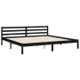 Double bed frame with black solid wood headboard by vidaXL, Beds and slatted bases - Ref: Foro24-3194135, Price: 176,19 €, Di...