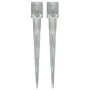 Ground spikes 2 pcs silver galvanized steel 12x12x89 cm by vidaXL, Spikes for anchoring in the ground - Ref: Foro24-145425, P...