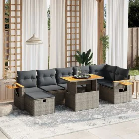 Set de sofás de jardín 8 pzas y cojines ratán sintético gris de vidaXL, Conjuntos de jardín - Ref: Foro24-3276154, Precio: 58...