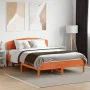 Bed frame with wax brown pine wood headboard 140x190 cm by vidaXL, Beds and slatted bases - Ref: Foro24-3207228, Price: 182,4...