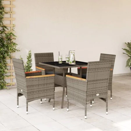 Garden dining set 5 pieces with synthetic rattan and gray glass cushions by vidaXL, Garden sets - Ref: Foro24-3278706, Price:...