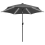 Umbrella with LED lights and anthracite gray aluminum pole 300cm by vidaXL, Umbrellas - Ref: Foro24-47362, Price: 105,32 €, D...