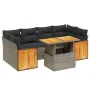 7-teiliges Gartensofa-Set mit grauen PE-Rattan-Kissen von vidaXL, Gartensets - Ref: Foro24-3273860, Preis: 523,40 €, Rabatt: %