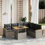 7-teiliges Gartensofa-Set mit grauen PE-Rattan-Kissen von vidaXL, Gartensets - Ref: Foro24-3273097, Preis: 494,03 €, Rabatt: %