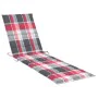 Sun lounger with red checkered cushion solid teak wood by vidaXL, Loungers - Ref: Foro24-3063019, Price: 301,54 €, Discount: %