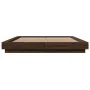 Bed frame with LED lights oak brown wood 160x200 cm by vidaXL, Beds and slatted bases - Ref: Foro24-3281090, Price: 208,98 €,...