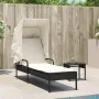 Lounger with hood and black synthetic rattan table by vidaXL, Loungers - Ref: Foro24-368197, Price: 218,32 €, Discount: %