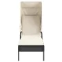 Lounger with hood and black synthetic rattan table by vidaXL, Loungers - Ref: Foro24-368197, Price: 218,32 €, Discount: %