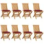 Garden chairs 8 pcs teak wood with red cushions by vidaXL, Garden chairs - Ref: Foro24-3072941, Price: 528,44 €, Discount: %