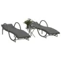 Sun loungers with small table, 2 units, synthetic gray rattan by vidaXL, Loungers - Ref: Foro24-368265, Price: 292,30 €, Disc...