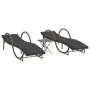 Sun loungers with small table, 2 units, synthetic gray rattan by vidaXL, Loungers - Ref: Foro24-368265, Price: 292,30 €, Disc...