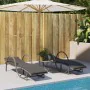 Sun loungers with small table, 2 units, synthetic gray rattan by vidaXL, Loungers - Ref: Foro24-368265, Price: 292,30 €, Disc...