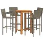 Gartentisch und Hocker 5 Stück Akazienholz PE Rattan grau von vidaXL, Gartensets - Ref: Foro24-3295277, Preis: 347,90 €, Raba...