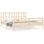 Double bed frame with solid wood headboard by vidaXL, Beds and slatted bases - Ref: Foro24-3194391, Price: 143,76 €, Discount: %