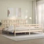 Double bed frame with solid wood headboard by vidaXL, Beds and slatted bases - Ref: Foro24-3194391, Price: 143,76 €, Discount: %