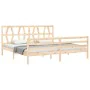 Double bed frame with solid wood headboard by vidaXL, Beds and slatted bases - Ref: Foro24-3194391, Price: 143,76 €, Discount: %