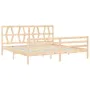 Double bed frame with solid wood headboard by vidaXL, Beds and slatted bases - Ref: Foro24-3194391, Price: 143,76 €, Discount: %