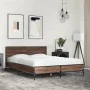 Engineered wood bed frame oak brown metal 120x190 cm by vidaXL, Beds and slatted bases - Ref: Foro24-3280026, Price: 156,21 €...