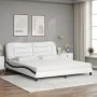 Bed with black and white synthetic leather mattress 180x200 cm by vidaXL, Beds and slatted bases - Ref: Foro24-3208744, Price...