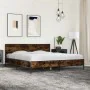 Engineered wood bed frame metal smoked oak 180x200cm by vidaXL, Beds and slatted bases - Ref: Foro24-3280014, Price: 173,93 €...