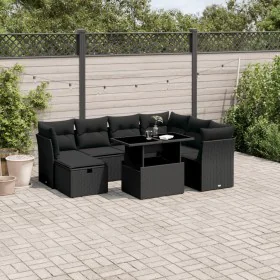 8-teiliges Gartensofa-Set und schwarze synthetische Rattankissen von vidaXL, Gartensets - Ref: Foro24-3274675, Preis: 567,30 ...