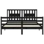 Double bed frame with black solid wood headboard by vidaXL, Beds and slatted bases - Ref: Foro24-3194580, Price: 158,62 €, Di...