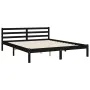 Double bed frame with black solid wood headboard by vidaXL, Beds and slatted bases - Ref: Foro24-3194580, Price: 158,62 €, Di...