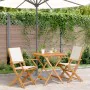 3-teiliges Bistro-Set aus cremeweißem Stoff und Massivholz von vidaXL, Gartensets - Ref: Foro24-3281880, Preis: 194,27 €, Rab...