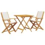 3-teiliges Bistro-Set aus cremeweißem Stoff und Massivholz von vidaXL, Gartensets - Ref: Foro24-3281880, Preis: 194,27 €, Rab...