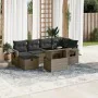 7-teiliges Gartensofa-Set mit grauen synthetischen Rattankissen von vidaXL, Gartensets - Ref: Foro24-3274980, Preis: 525,24 €...